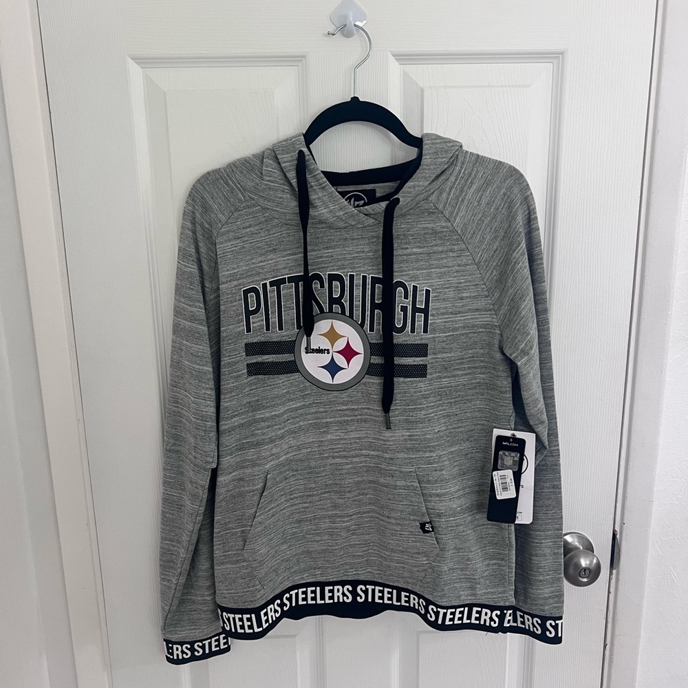 Pittsburgh Steelers Women's Gray‎ Pullover Hoodie Sweatshirt Medium